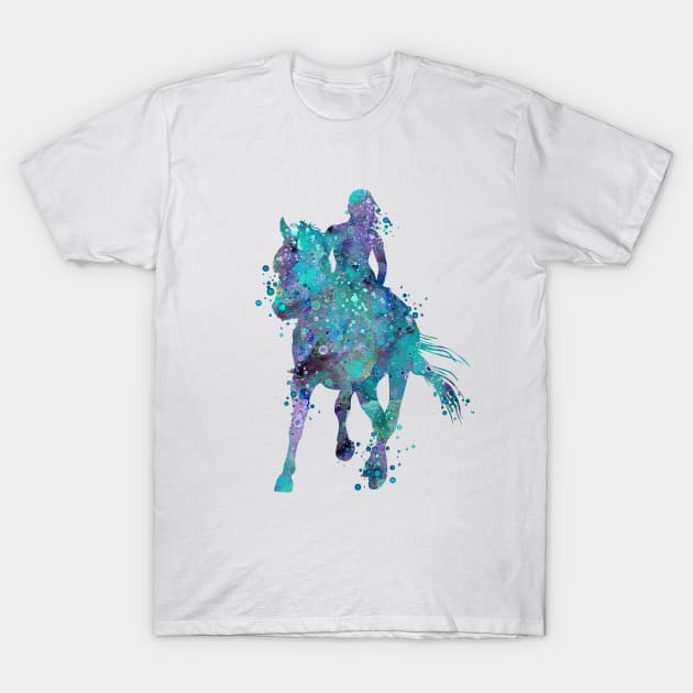 Girl Horse Rider Watercolor Silhouette T-Shirt by LotusGifts